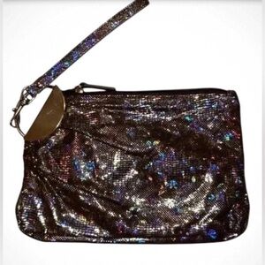 MIRROR MIRROR Iridescent Metallic Vintage Wristlet Evening Bag Pewter